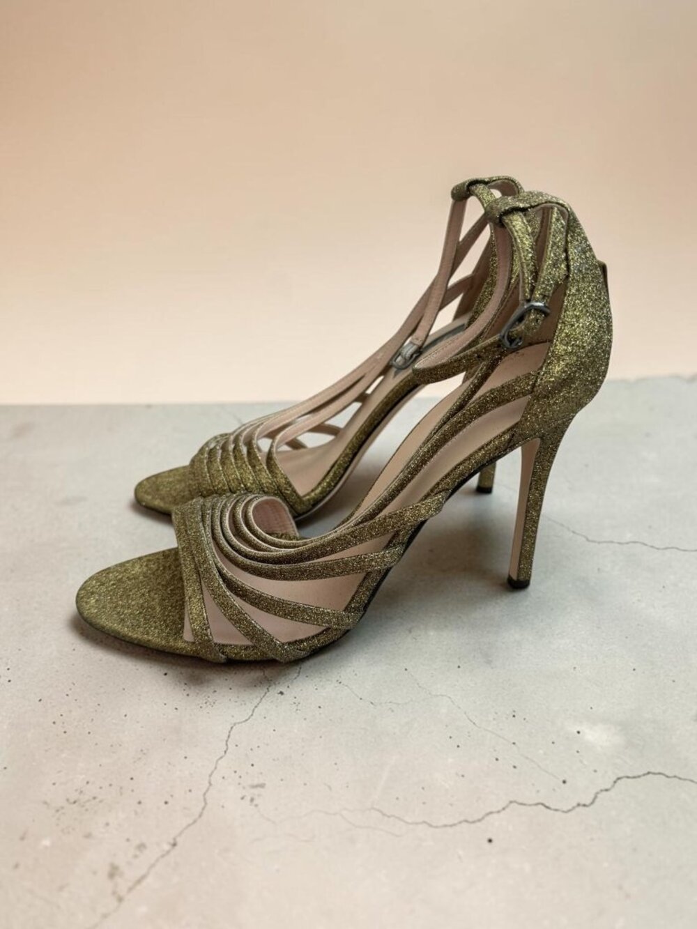 SJP Benson Gold Metallic Sandals Heels Size 40.5 / US 10.5 NEW NWOB